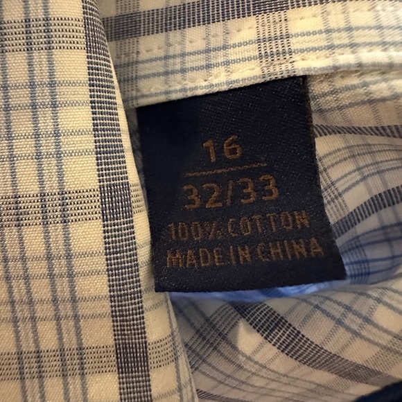 David Donahue Grid Check Print Spread Collar Shirt in Blue 16/33 $155 - Picture 4 of 6